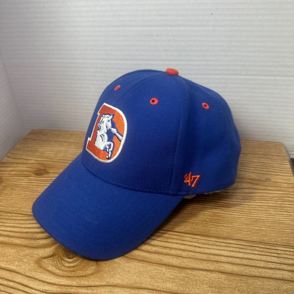 Denver Broncos Hat Blue ‘47 Brand Strapback Embroidered Retro Logo NFL Cap